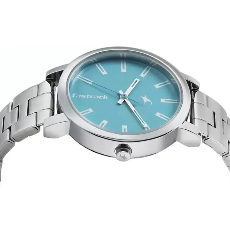 Fastrack Fundamentals Eastern Blue Dial Silver Ladies Watch- 68010SM02